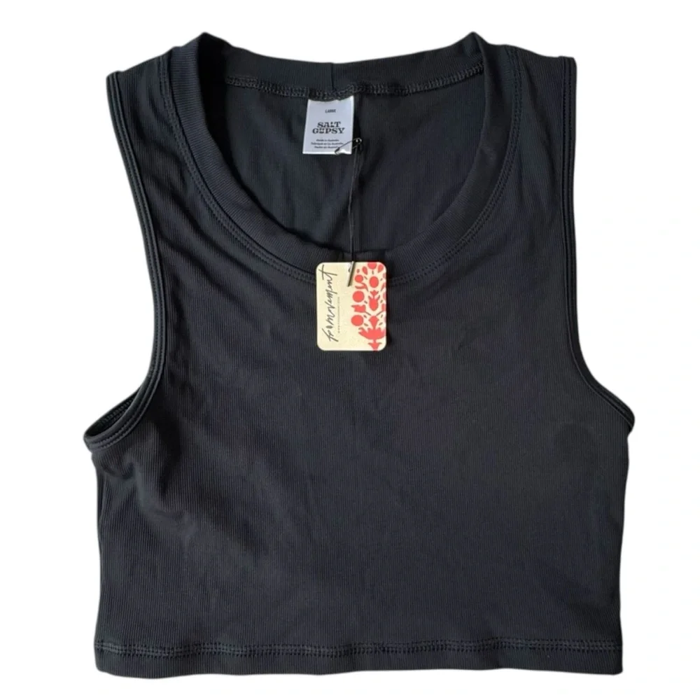 Salt Gypsy x Free People Crop Surf Top in Black | LARGE NWT - Picture 3 of 7